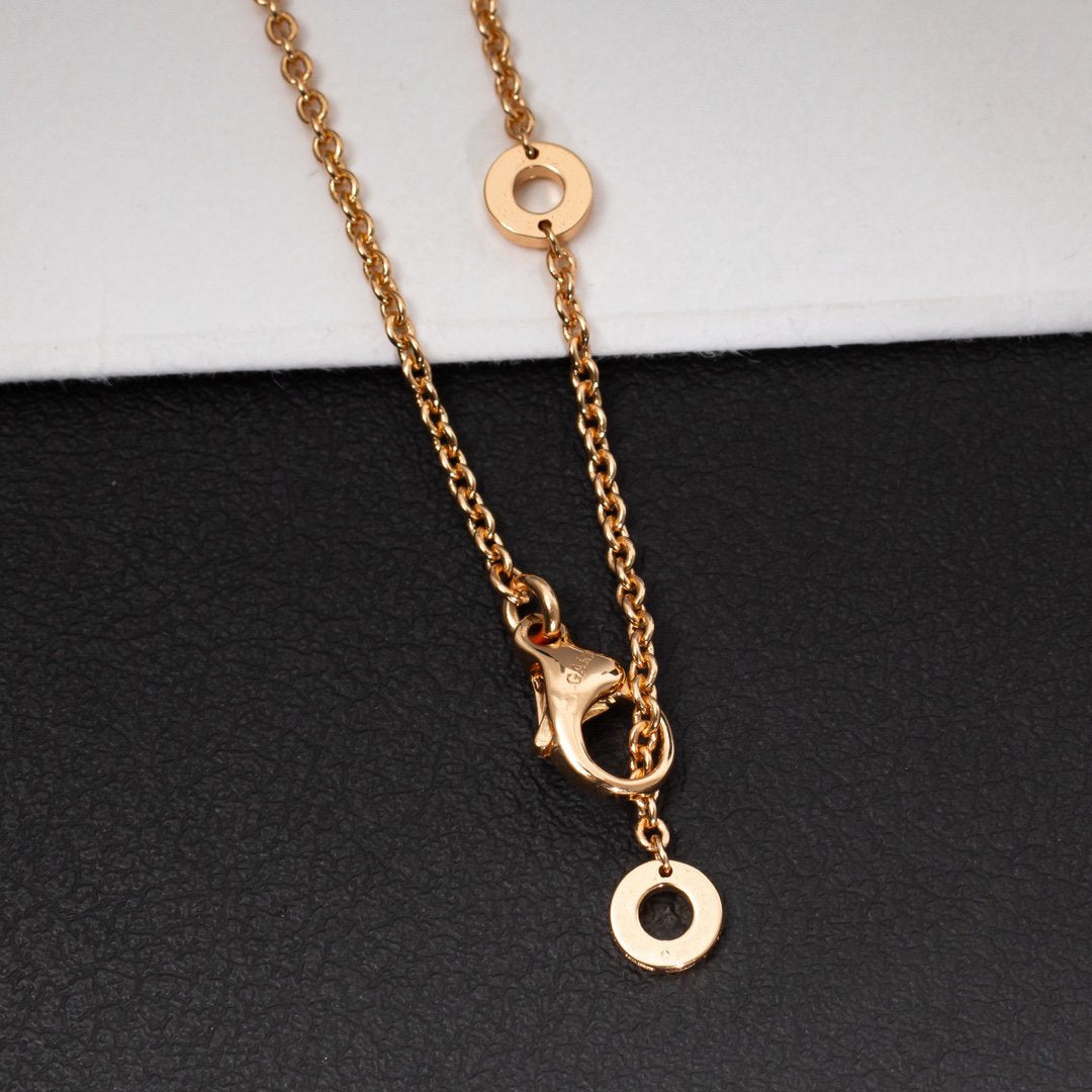 [Glitter Jewelry]ZERO 1 WHITE CERAMIC PINK GOLD DIAMOND NECKLACE
