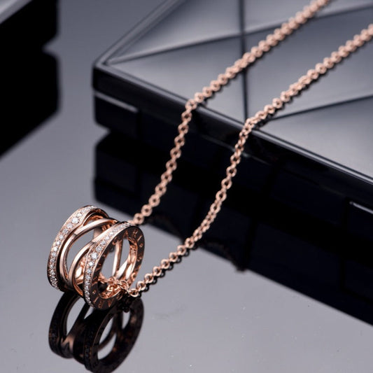 [Glitter Jewelry]ZERO 1 PINK GOLD DIAMOND OPEN NECKLACE