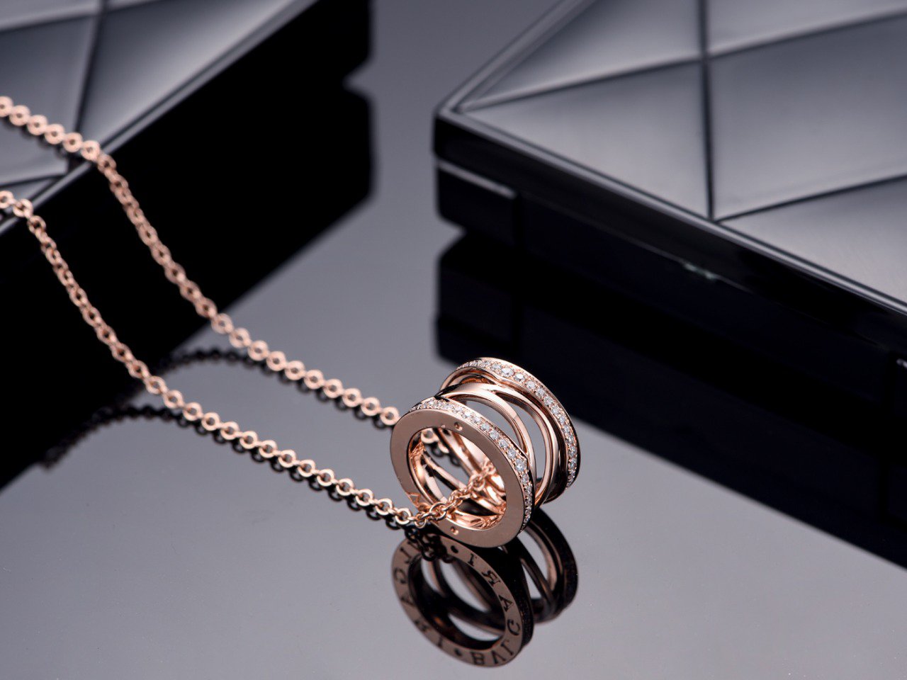 [Glitter Jewelry]ZERO 1 PINK GOLD DIAMOND OPEN NECKLACE