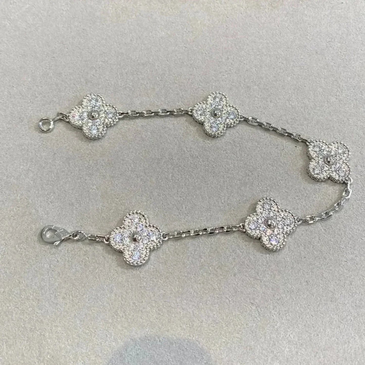 [Glitter Jewelry]CLOVER 5 MOTIFS  DIAMOND BRACELET SILVER