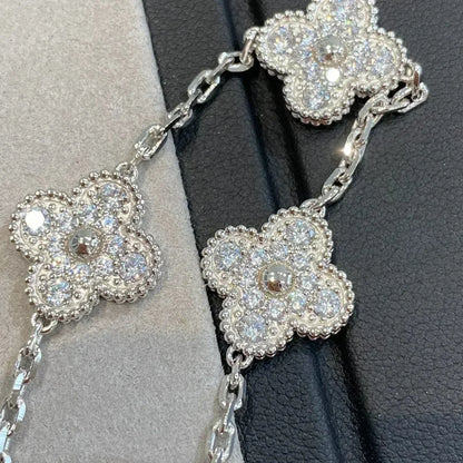 [Glitter Jewelry]CLOVER 5 MOTIFS  DIAMOND BRACELET SILVER