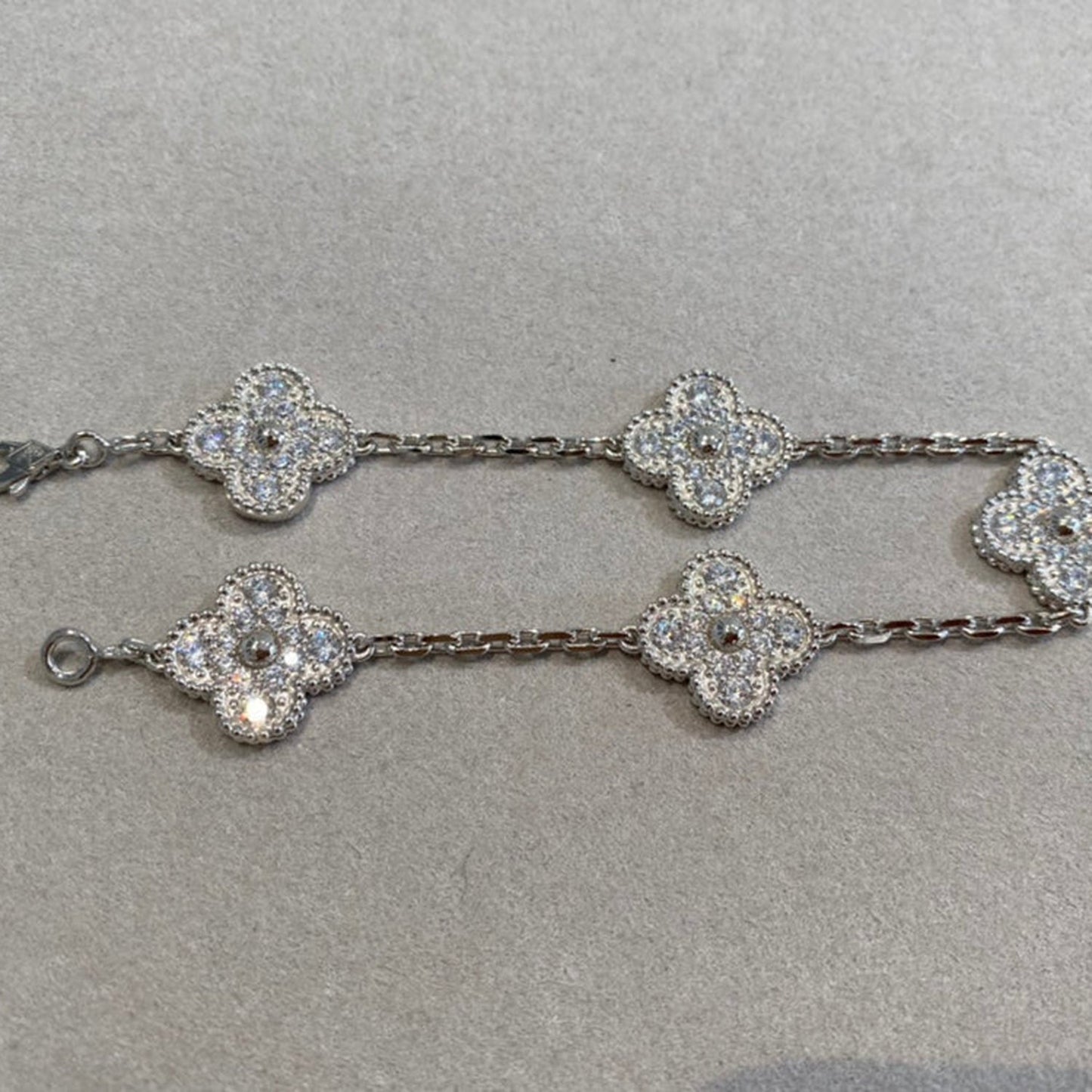 [Glitter Jewelry]CLOVER 5 MOTIFS  DIAMOND BRACELET SILVER