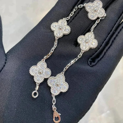 [Glitter Jewelry]CLOVER 5 MOTIFS  DIAMOND BRACELET SILVER