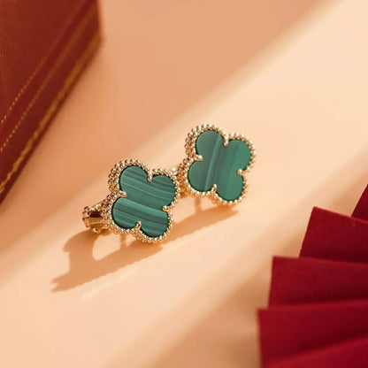 [Glitter Jewelry]CLOVER MEDIUM 1 MOTIFS MALACHITE  EARRINGS