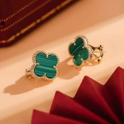 [Glitter Jewelry]CLOVER MEDIUM 1 MOTIFS MALACHITE  EARRINGS