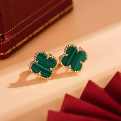 [Glitter Jewelry]CLOVER MEDIUM 1 MOTIFS MALACHITE  EARRINGS