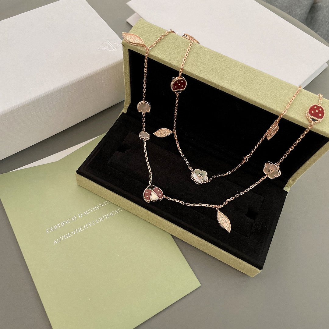 [Glitter Jewelry]LUCKY SPRING 15 MOTIFS ROSE GOLD NECKLACE