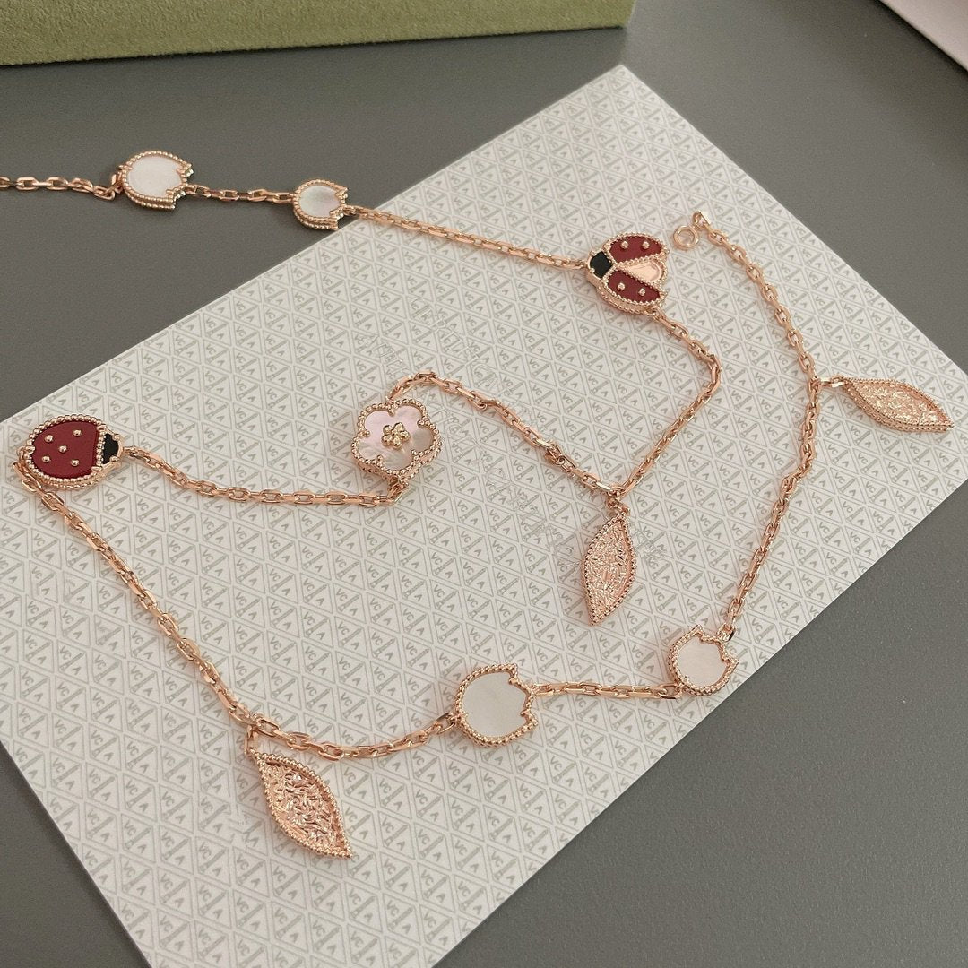 [Glitter Jewelry]LUCKY SPRING 15 MOTIFS ROSE GOLD NECKLACE