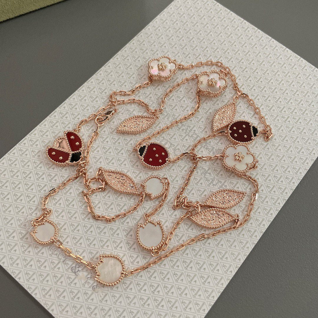[Glitter Jewelry]LUCKY SPRING 15 MOTIFS ROSE GOLD NECKLACE