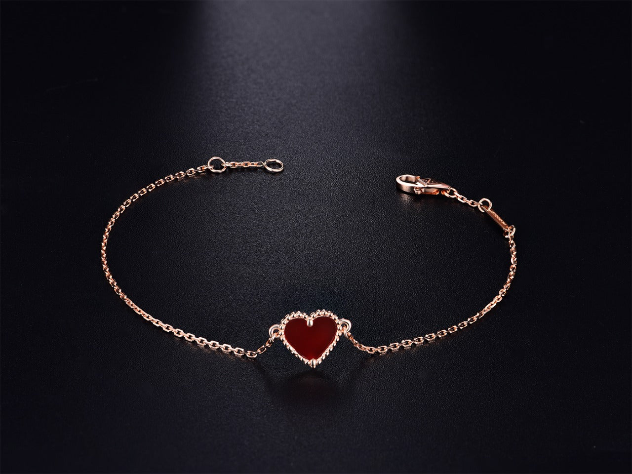 [Glitter Jewelry]HEART CARNELIAN PINK GOLD BRACELET