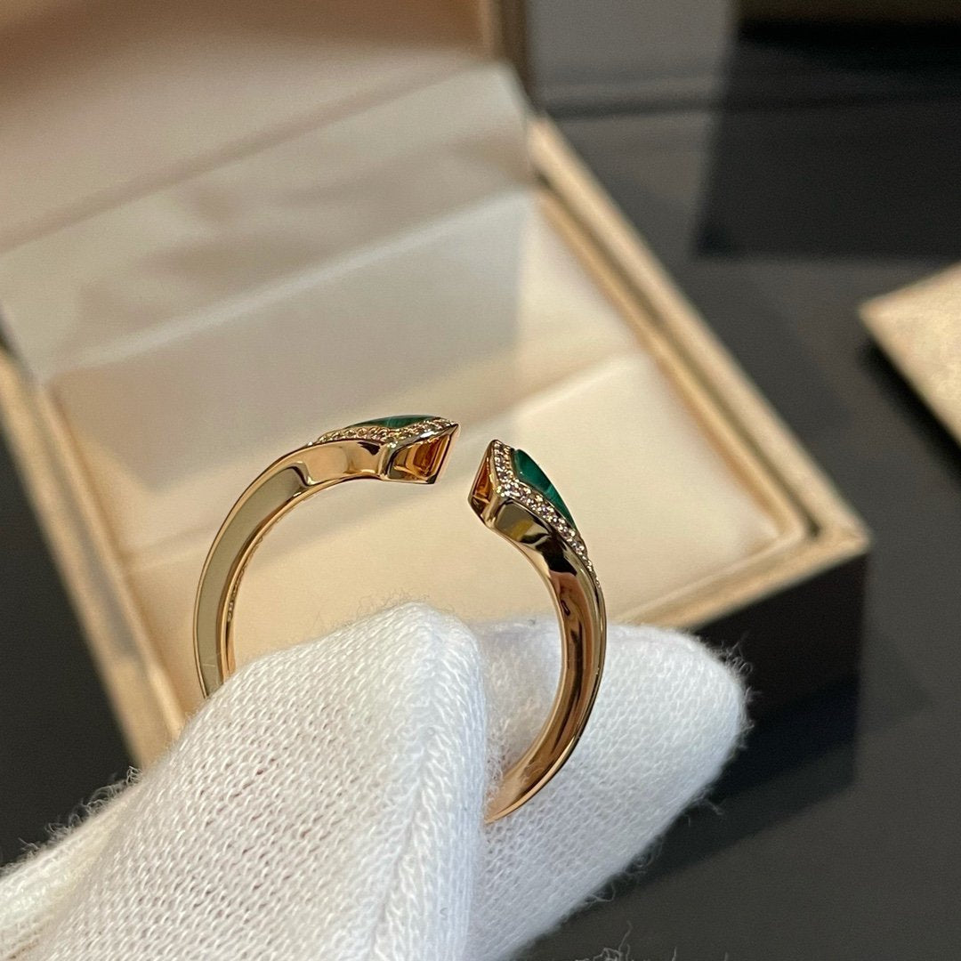 [Glitter Jewelry]DREAM MALACHITE DIAMOND OPEN RING
