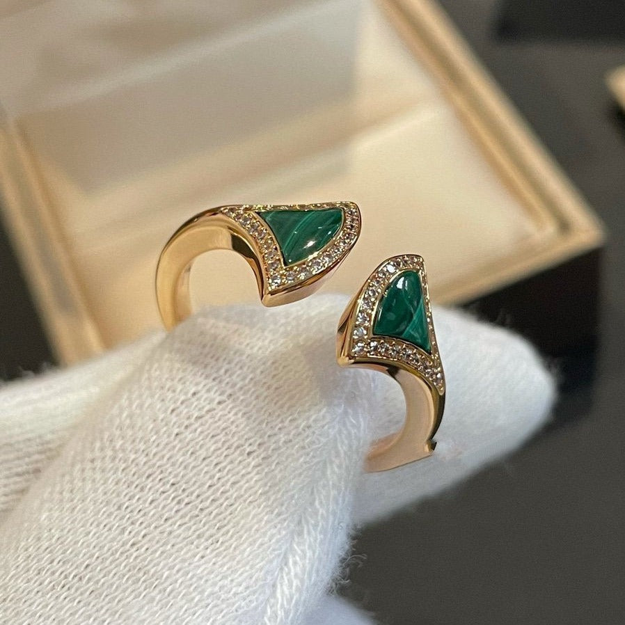 [Glitter Jewelry]DREAM MALACHITE DIAMOND OPEN RING