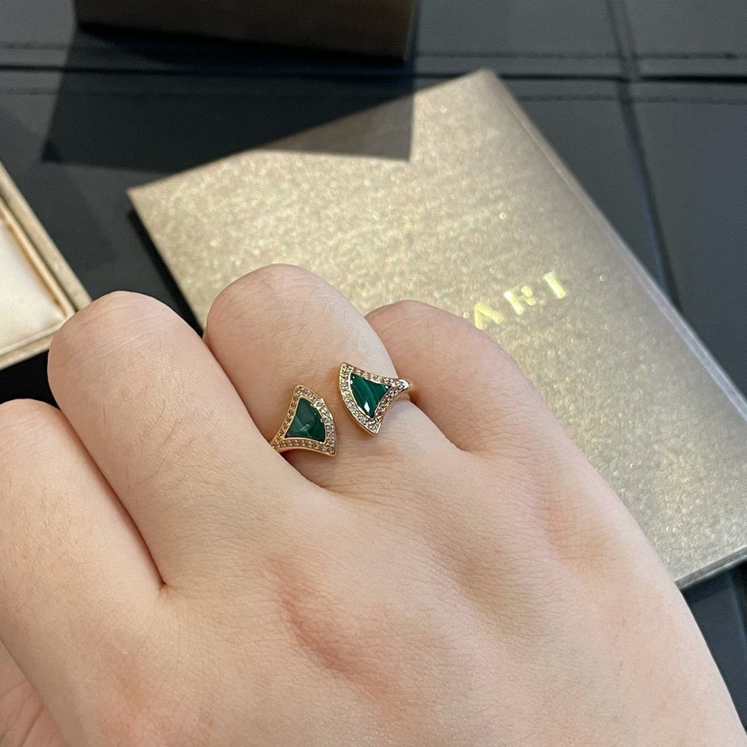 [Glitter Jewelry]DREAM MALACHITE DIAMOND OPEN RING