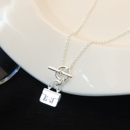 [Glitter Jewelry]POP H PEDANT SILVER NECKLACE