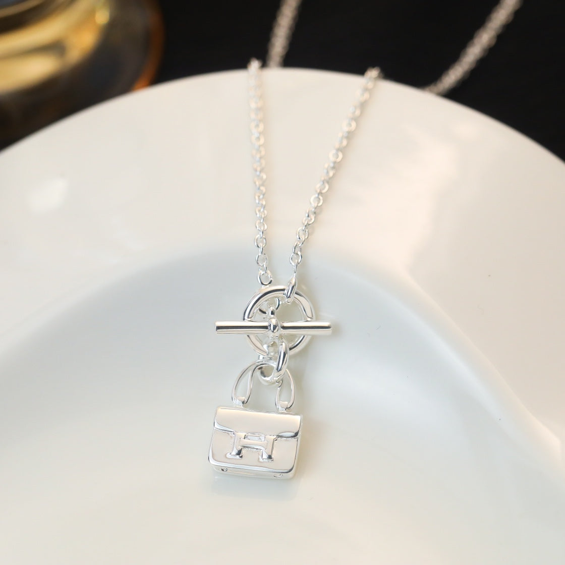 [Glitter Jewelry]POP H PEDANT SILVER NECKLACE