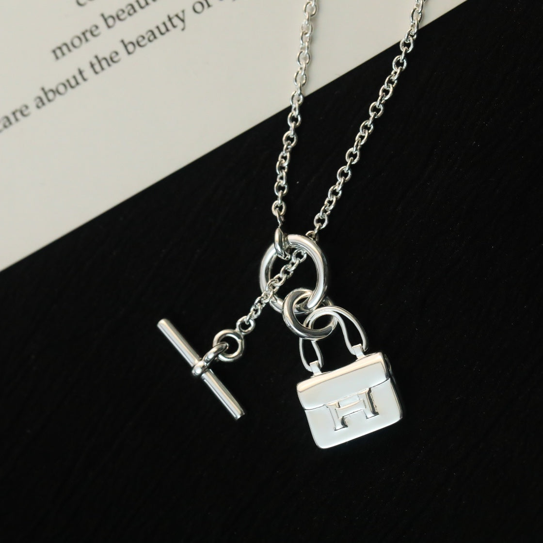 [Glitter Jewelry]POP H PEDANT SILVER NECKLACE