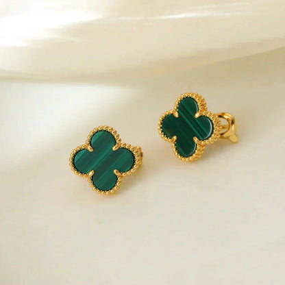 [Glitter Jewelry]CLOVER MEDIUM 1 MOTIFS MALACHITE  EARRINGS