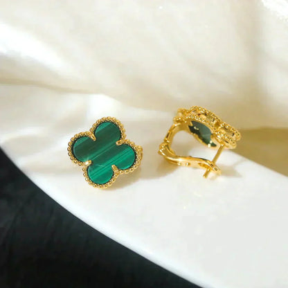 [Glitter Jewelry]CLOVER MEDIUM 1 MOTIFS MALACHITE  EARRINGS