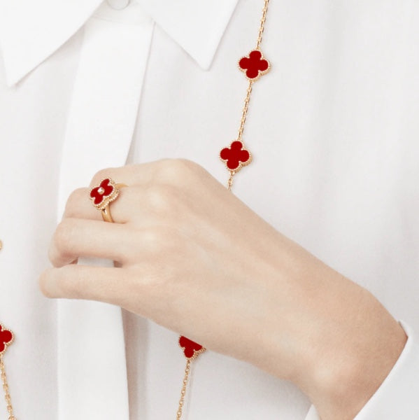 [Glitter Jewelry]CLOVER CARNELIAN RING ROSE GOLD DIAMOND