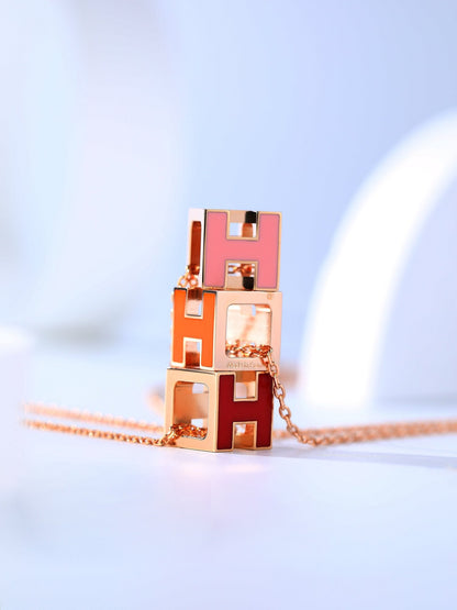 [Glitter Jewelry]H CAGE PINK GOLD NECKLACE