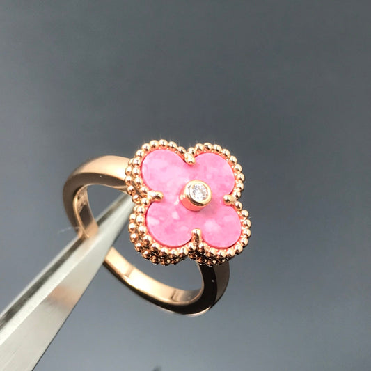 [Glitter Jewelry]CLOVER RHODONITE ROSE GOLD RING