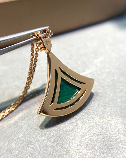 [Glitter Jewelry]DREAM MALACHITE DIAMOND PAVED PINK GOLD NECKLACE