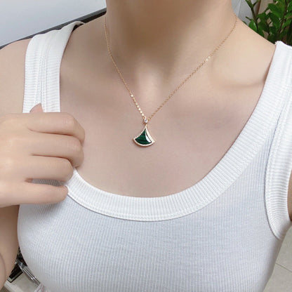 [Glitter Jewelry]DREAM MALACHITE DIAMOND PAVED PINK GOLD NECKLACE