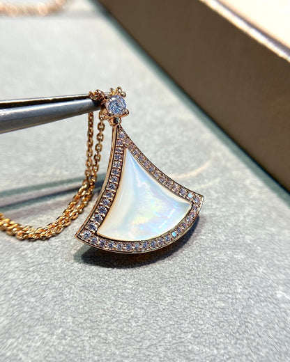 [Glitter Jewelry]DREAM MOP DIAMOND PAVED PINK GOLD NECKLACE