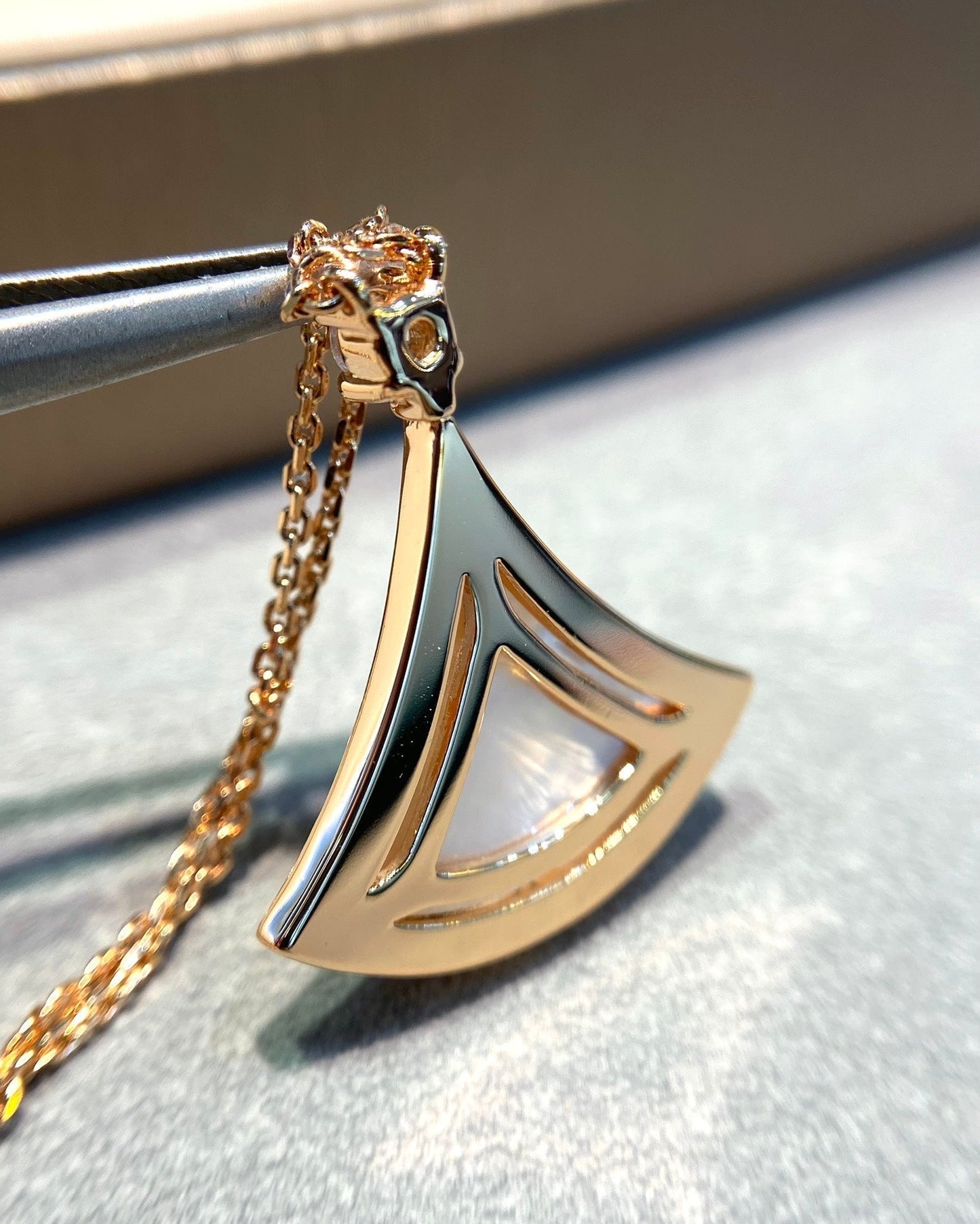 [Glitter Jewelry]DREAM MOP DIAMOND PAVED PINK GOLD NECKLACE