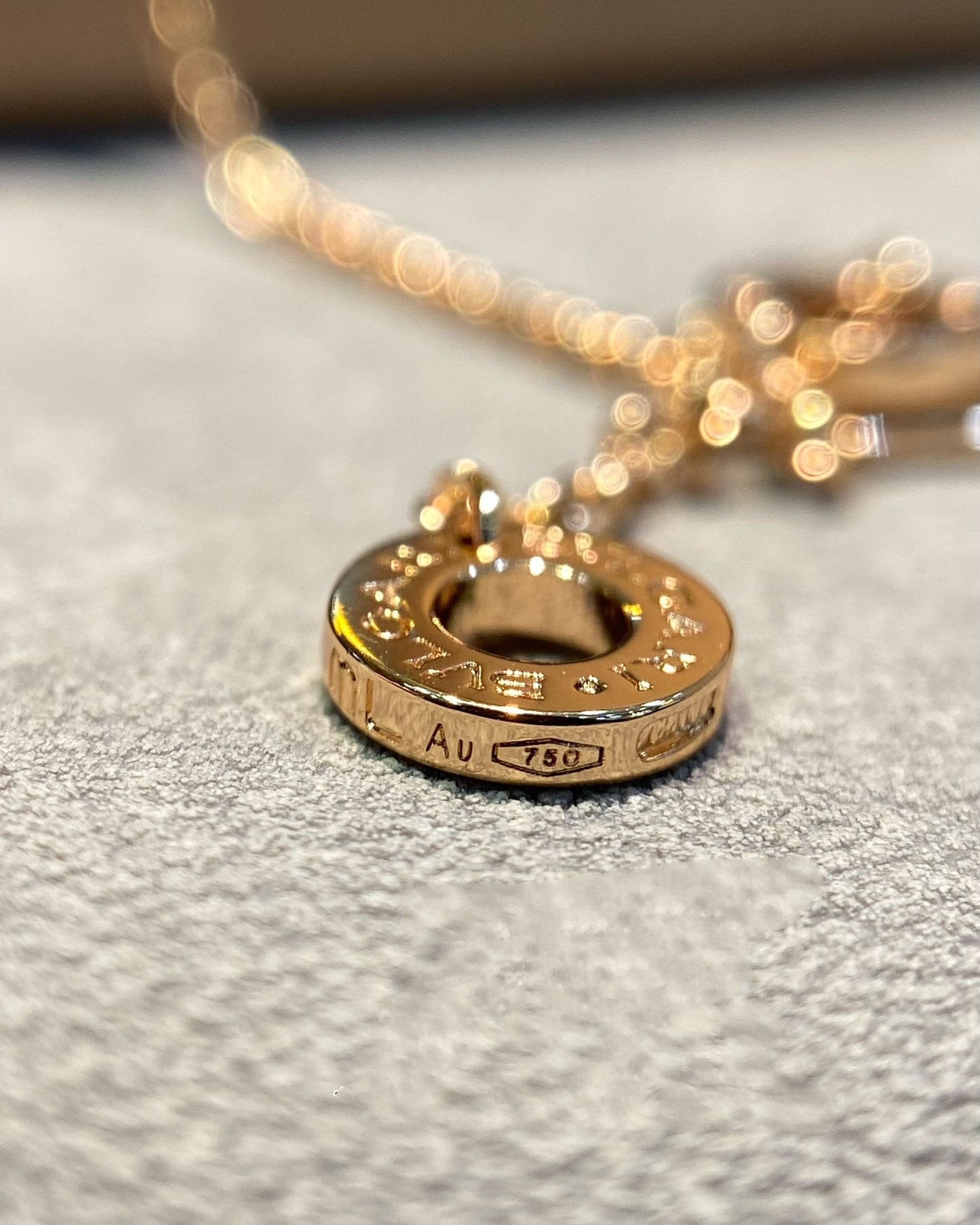 [Glitter Jewelry]DREAM MOP DIAMOND PAVED PINK GOLD NECKLACE