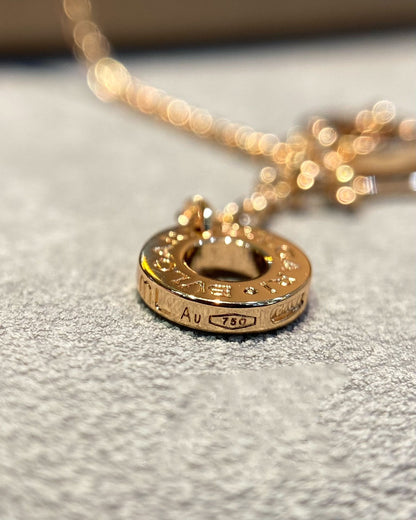 [Glitter Jewelry]DREAM MOP DIAMOND PAVED PINK GOLD NECKLACE