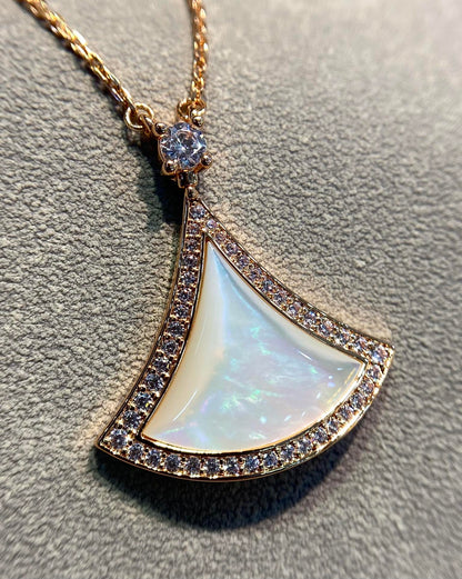 [Glitter Jewelry]DREAM MOP DIAMOND PAVED PINK GOLD NECKLACE