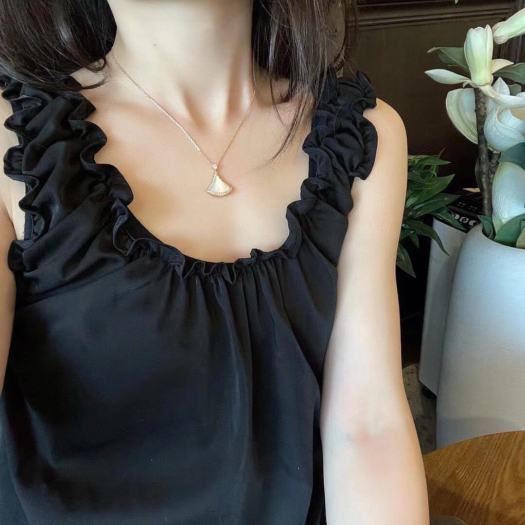 [Glitter Jewelry]DREAM MOP DIAMOND PAVED PINK GOLD NECKLACE