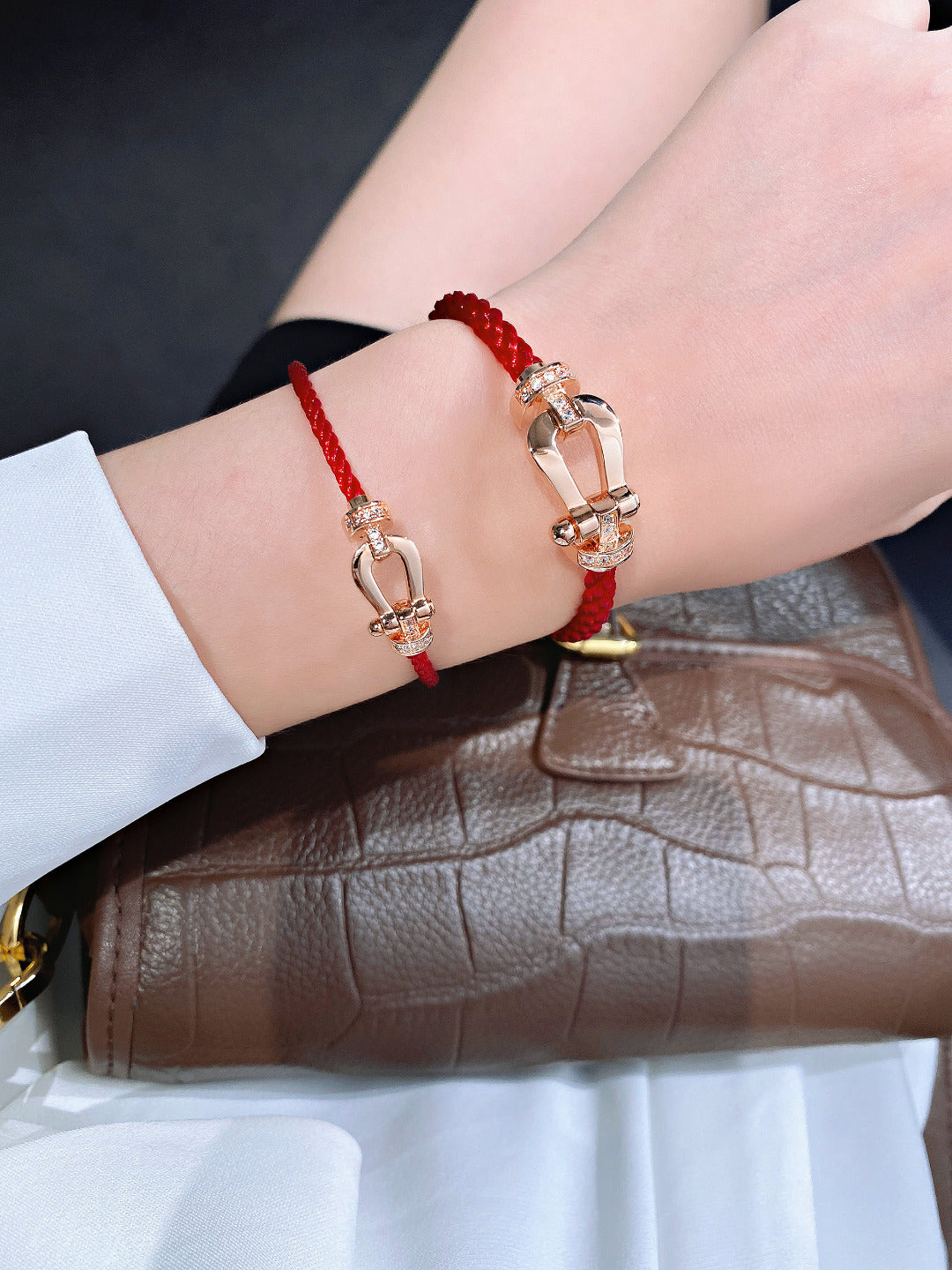 [Glitter Jewelry]FORCE 10 HALF DIAMOND PINK GOLD RED CORDERI LARGE AND MEDIUM MODEL
