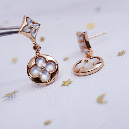 [Glitter Jewelry]STAR AND SUN PINK GOLD MOP DROP EARRINGS
