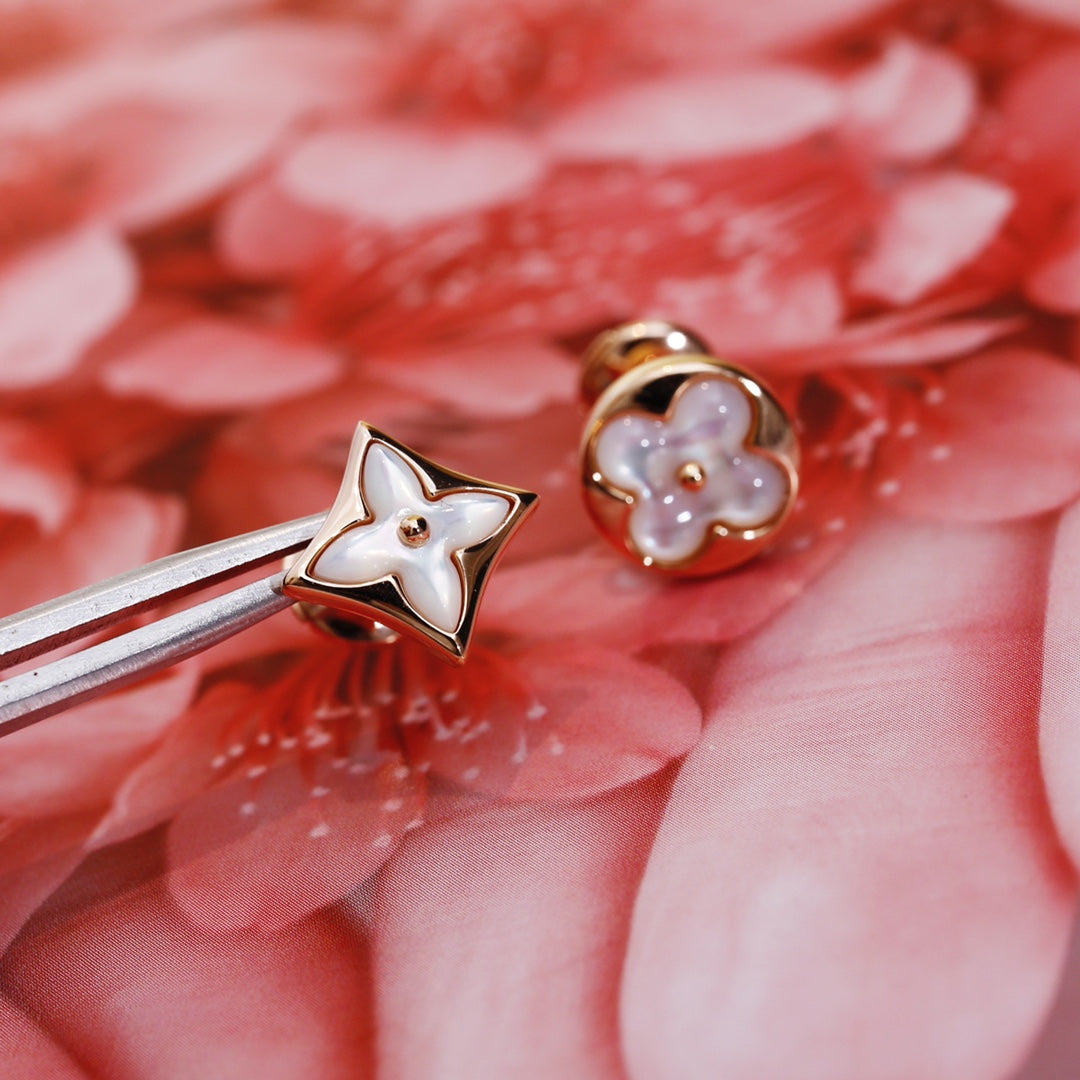 [Glitter Jewelry]STAR AND SUN PINK GOLD MOP STUD EARRINGS