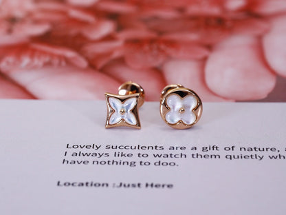 [Glitter Jewelry]STAR AND SUN PINK GOLD MOP STUD EARRINGS