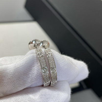 [Glitter Jewelry]LOVE DIAMOND SILVER HOOP EARRINGS