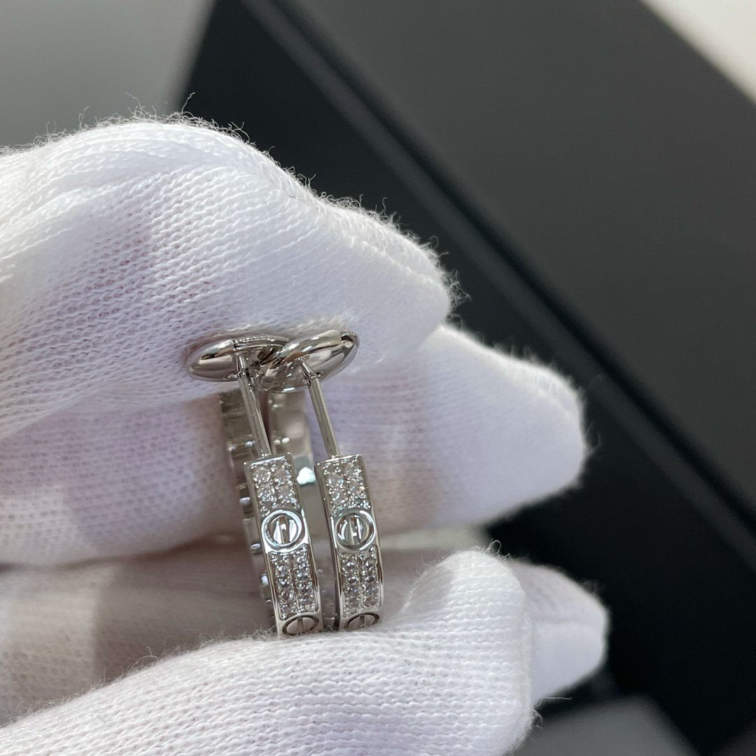 [Glitter Jewelry]LOVE DIAMOND SILVER HOOP EARRINGS
