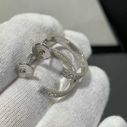 [Glitter Jewelry]LOVE DIAMOND SILVER HOOP EARRINGS