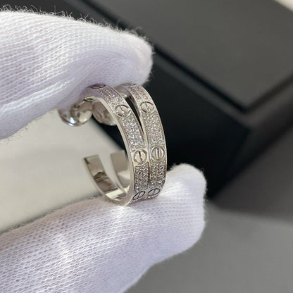 [Glitter Jewelry]LOVE DIAMOND SILVER HOOP EARRINGS