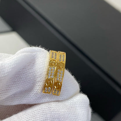 [Glitter Jewelry]LOVE DIAMOND GOLD HOOP EARRINGS