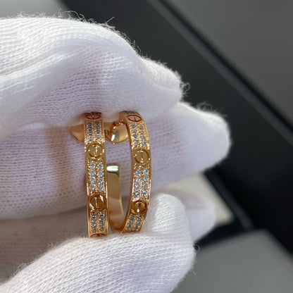 [Glitter Jewelry]LOVE DIAMOND PINK GOLD HOOP EARRINGS