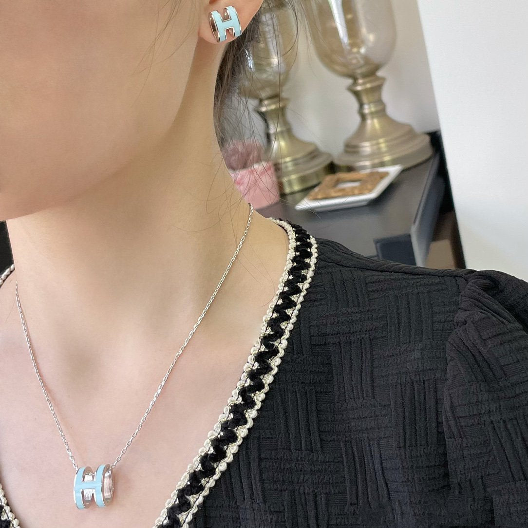 [Glitter Jewelry]POP H SKY BLUE NECKLACE