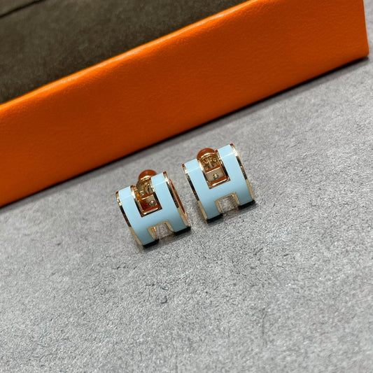 [Glitter Jewelry]POP H SKY BLUE STUD EARRINGS