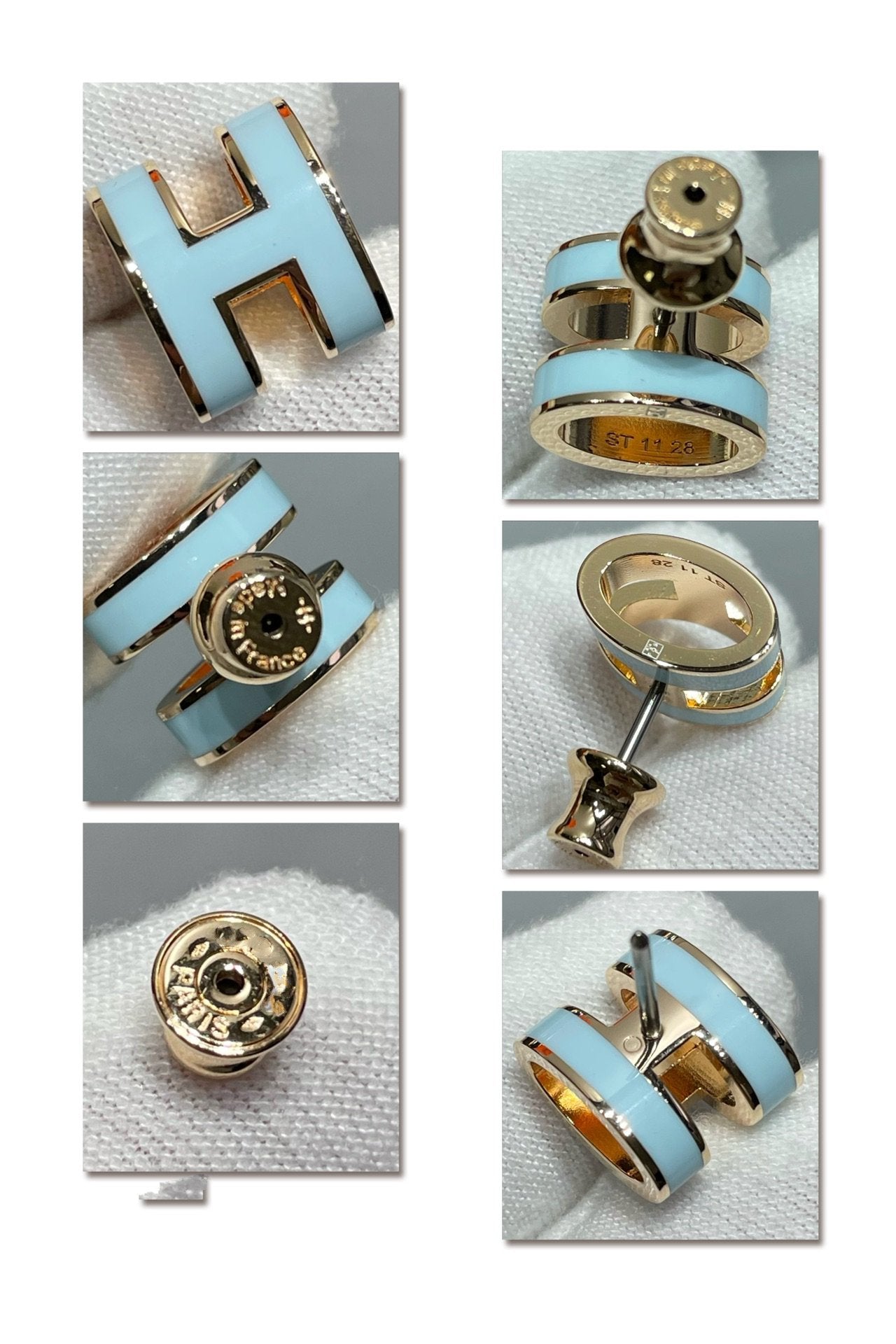 [Glitter Jewelry]POP H SKY BLUE STUD EARRINGS