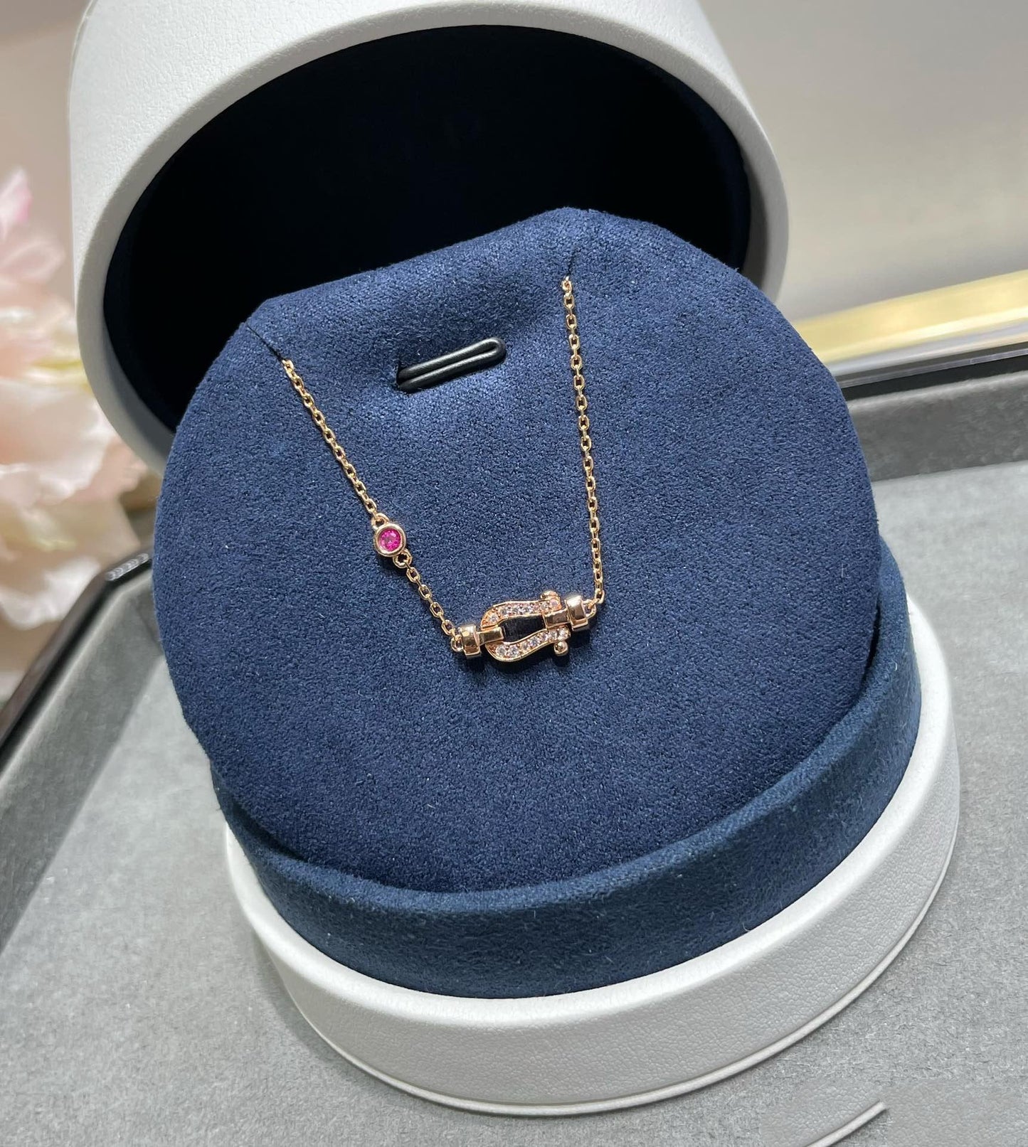 [Glitter Jewelry]FORCE 10 DIAMOND CHAIN LINK PINK GOLD BRACELET