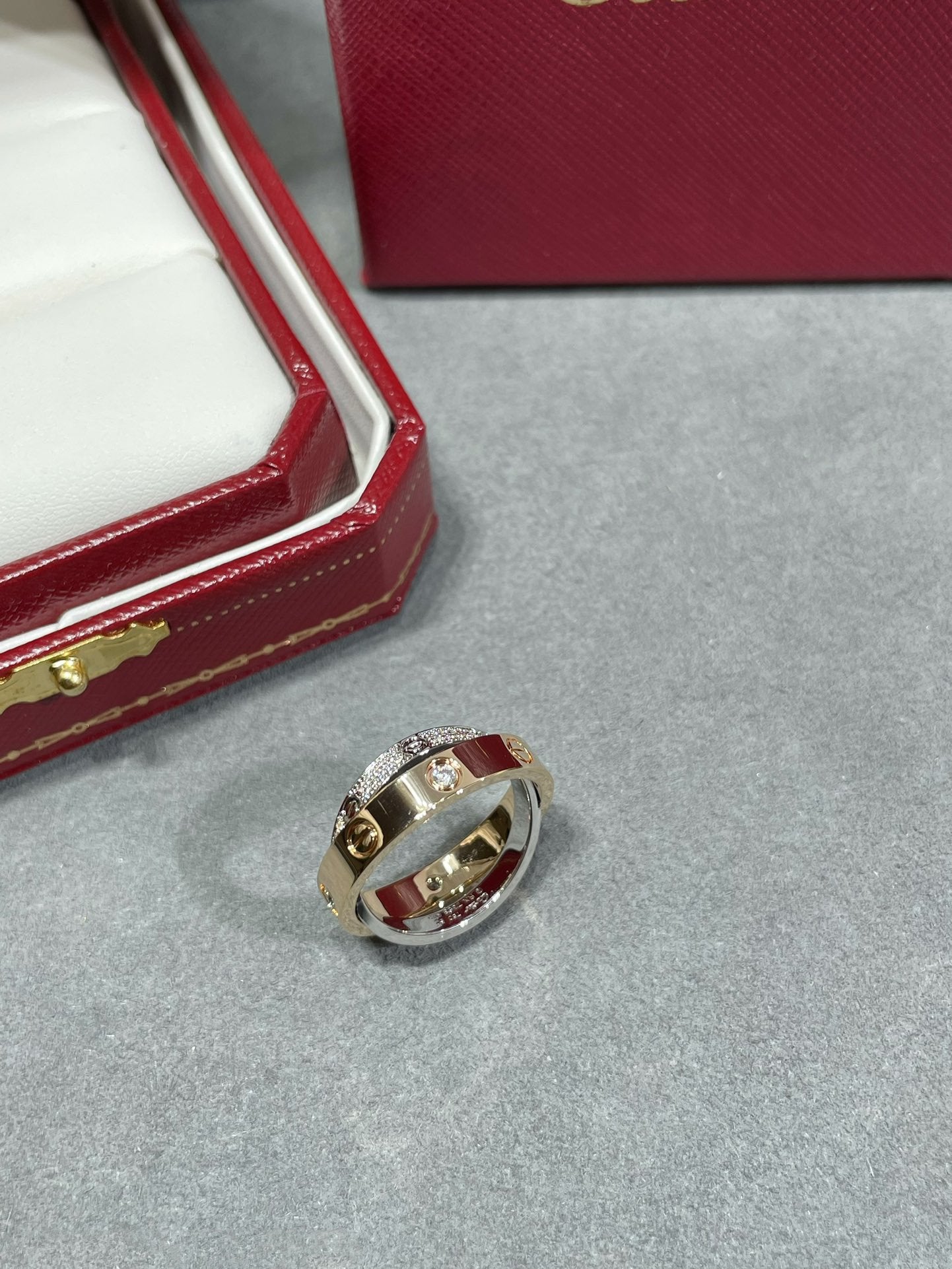 [Glitter Jewelry]LOVE PINK GOLD SILVER DIAMOND DOUBLE RING