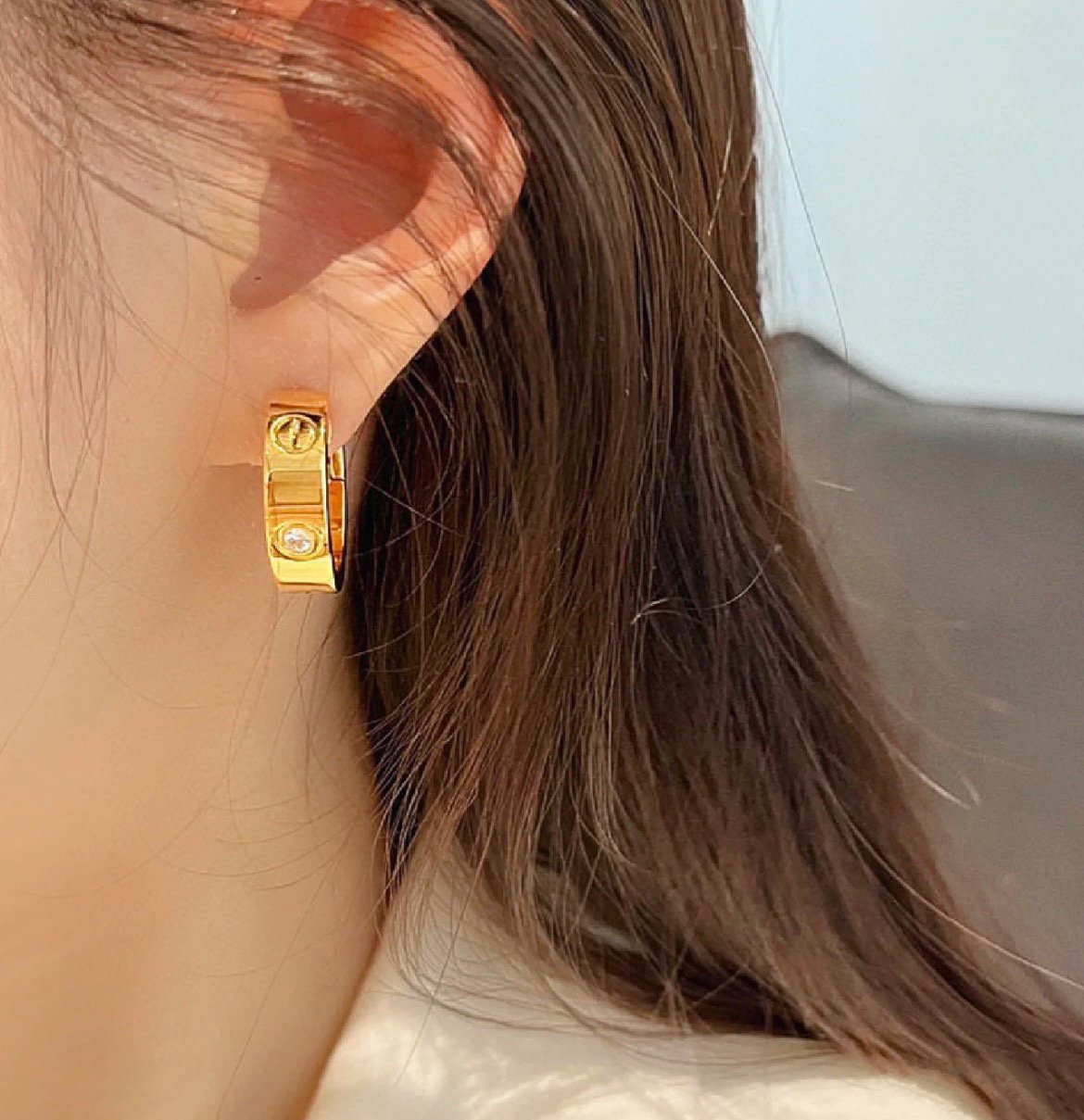 [Glitter Jewelry]LOVE 5.5MM 1 DIAMOND EARRINGS