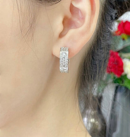 [Glitter Jewelry]LOVE 5.5MM DIAMOND PAVED EARRINGS
